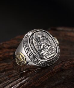 Bague bouddha en argent véritable