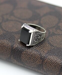 Bague homme argent avec pierre noire
