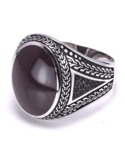 Bague homme avec grosse pierre marron