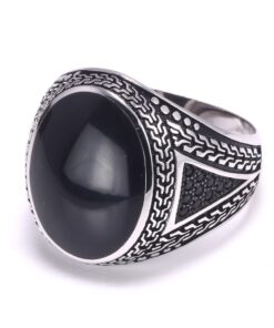 Bague homme avec grosse pierre noire