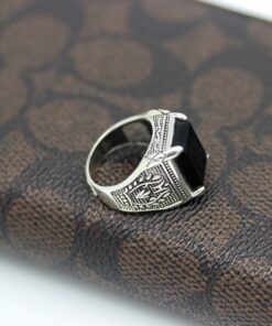 Bague homme en argent avec pierre noire