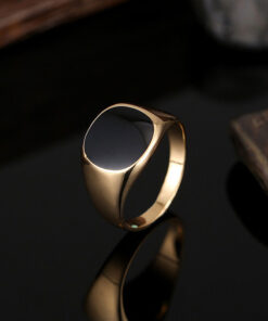 Bague homme pierre couleur or