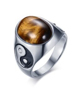 Bague homme pierre naturelle orange