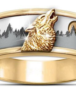 Bague loup qui hurle or