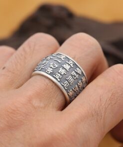 Bague mantra tibétain en argent 999
