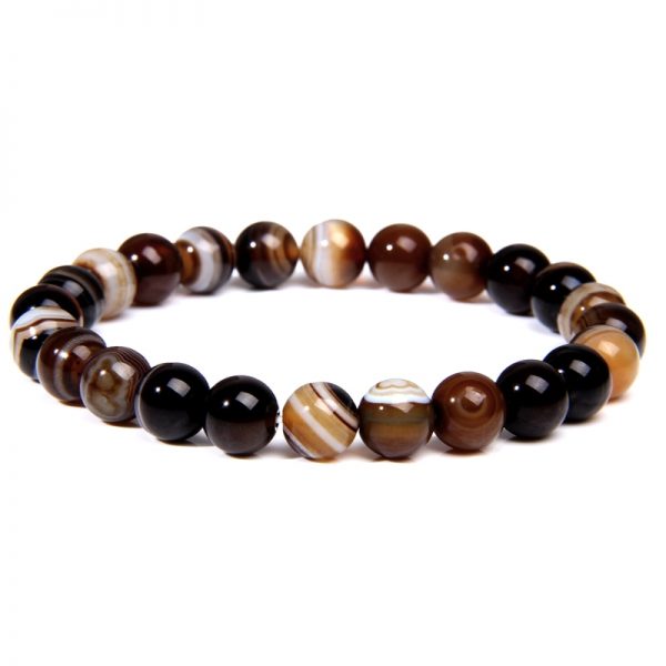 Bracelet homme pierre agate marron