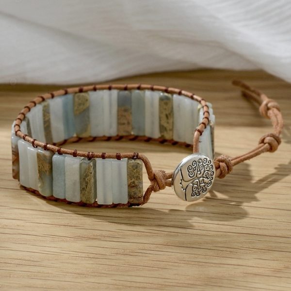 Bracelet indien pierre couleur clair