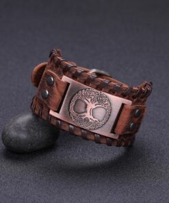 Bracelet manchette cuir homme marron