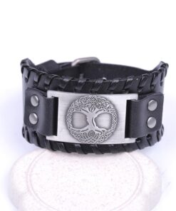 Bracelet manchette cuir homme noir