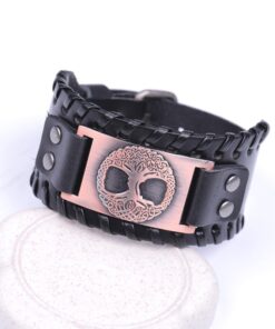 Bracelet manchette cuir pour homme noir