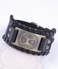 Bracelet manchette en cuir homme noir