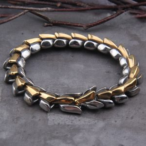 Bracelet ouroboros doré et argenté