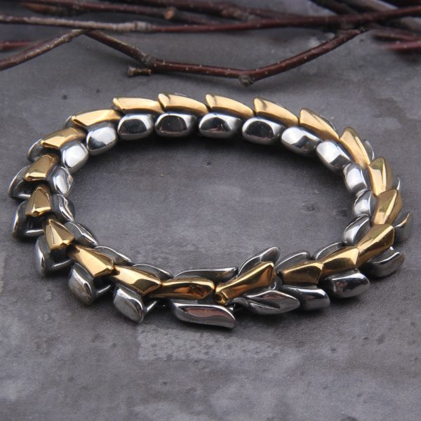 Bracelet ouroboros doré et argenté