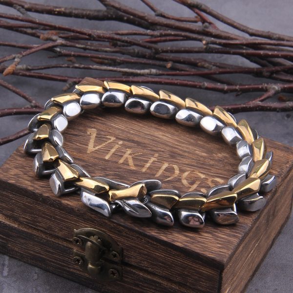 Bracelet ouroboros viking argent et or