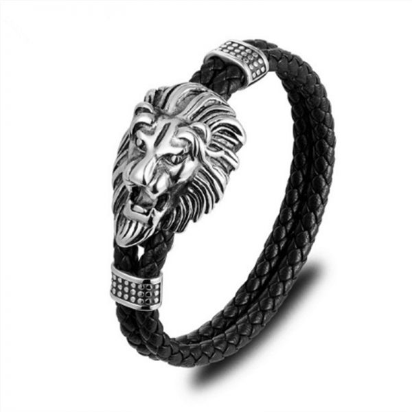 Bracelet tete de lion couleur argent