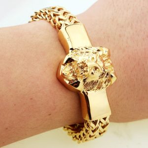 Bracelet tete de lion doré