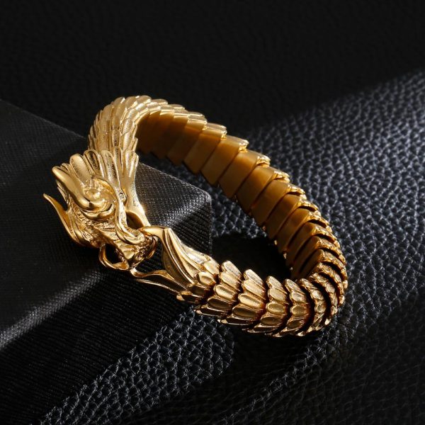Bracelet viking dragon doré