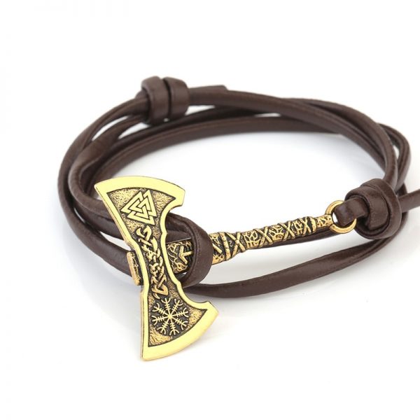 Bracelet viking hache doré