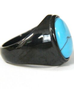 Chevaliere homme avec pierre bleu