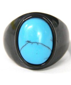 Chevaliere homme pierre bleu acier